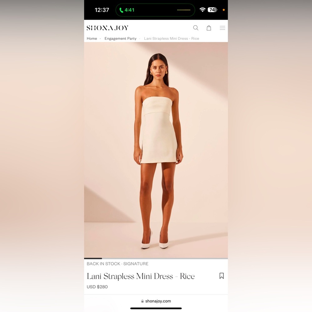 Shona Joy Lani Strapless Mini Dress - Rice